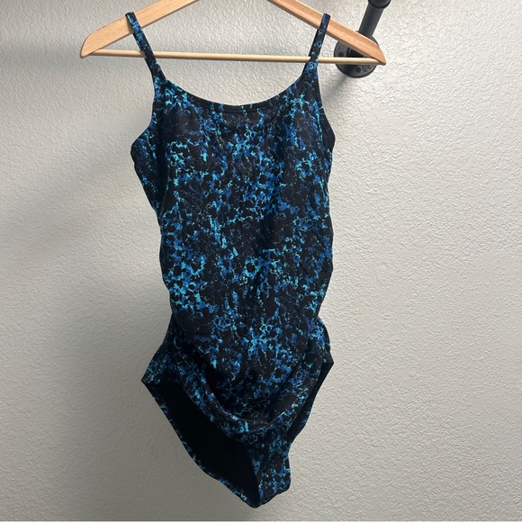 Speedo Other - Speedo one piece slimming swimsuit women’s 10 blue/ black padded bathing suit